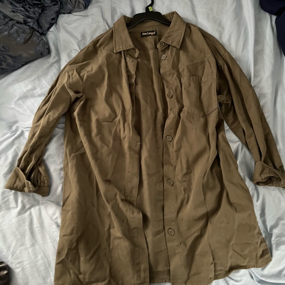Like an Angel Brown Lightweight Shirt Jacket